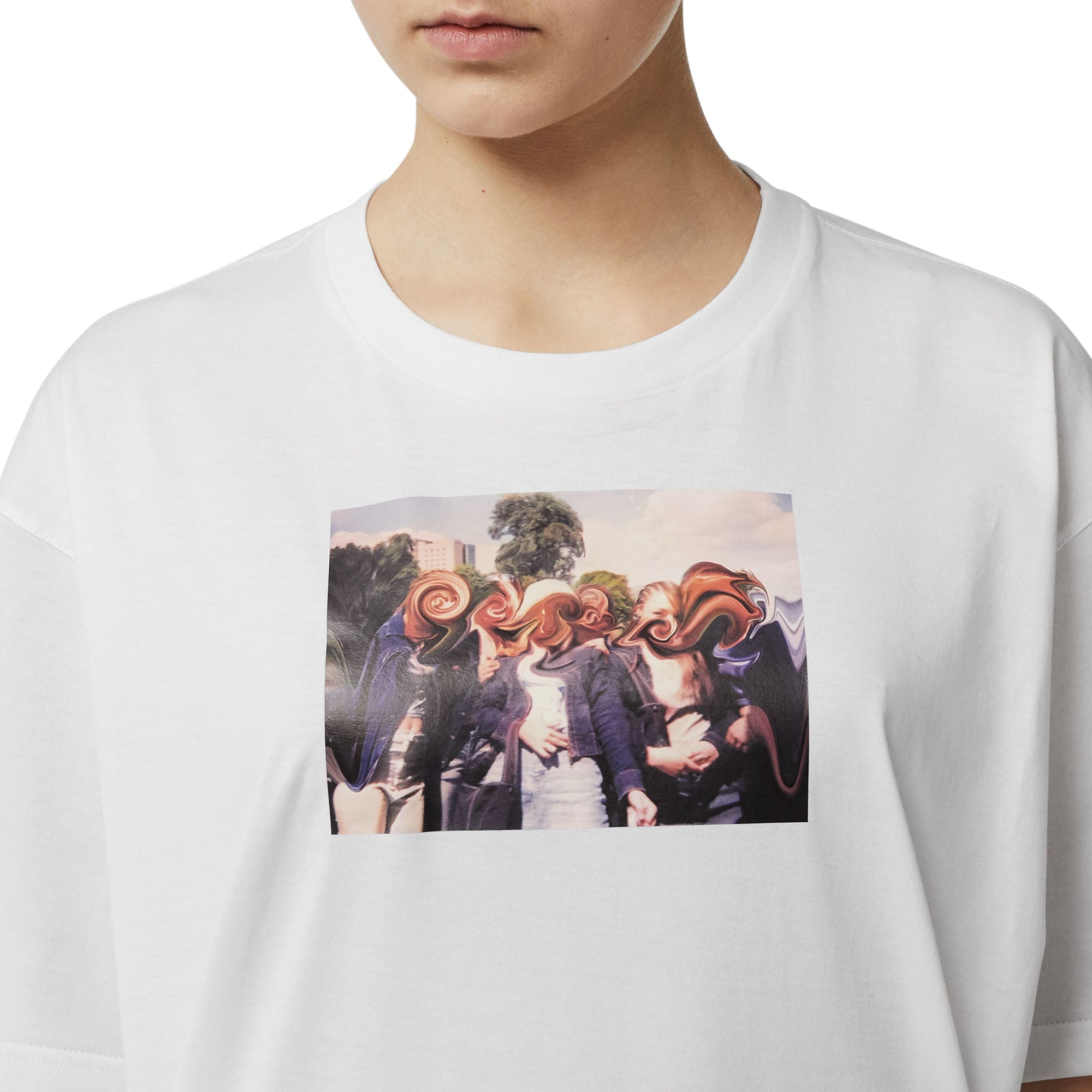 WHITE T-shirt oversize en coton à imprimé montage