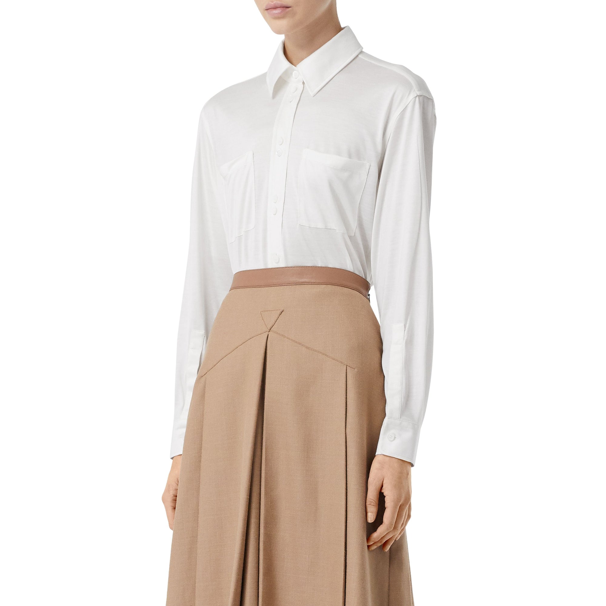 Chemise oversize en jersey de soie - Blanc Naturel