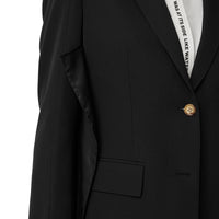 Veste tailleur en laine avec panneau à logo - Noir