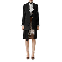 Veste tailleur en laine avec panneau à logo - Noir