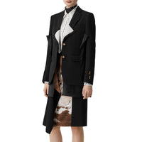 Veste tailleur en laine avec panneau à logo - Noir