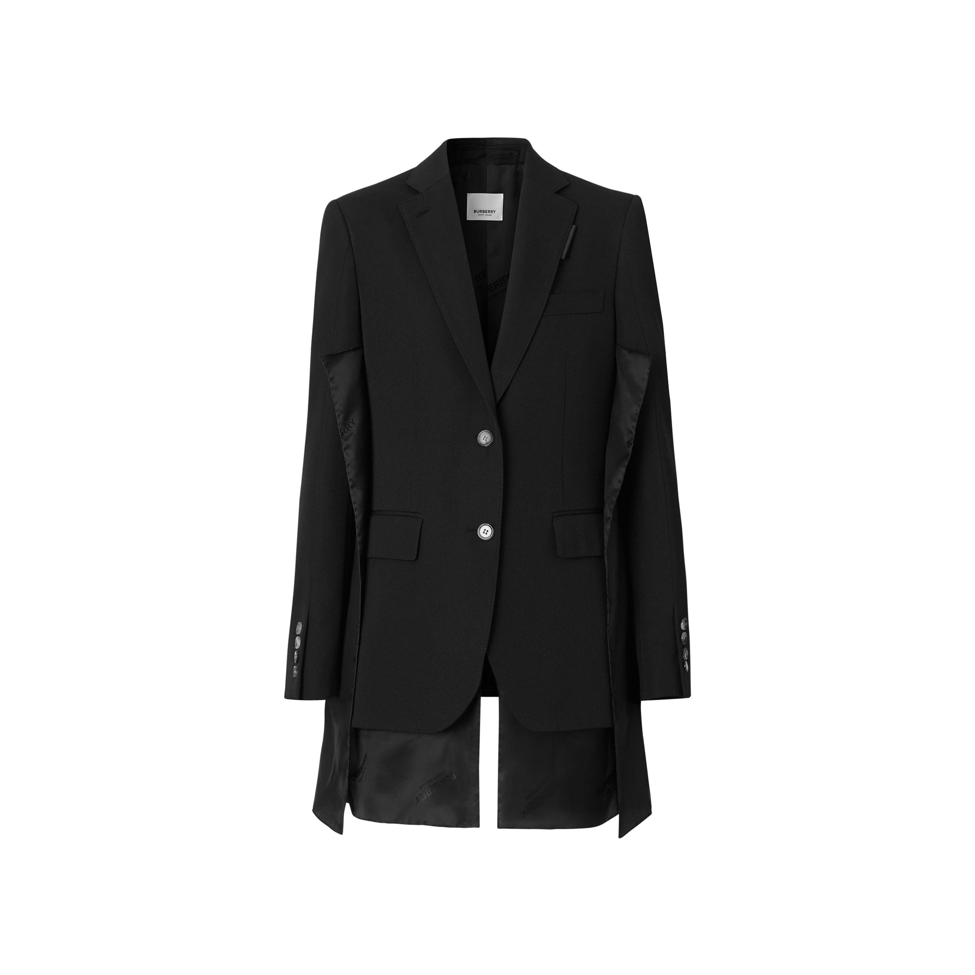 Veste tailleur en laine avec panneau à logo - Noir