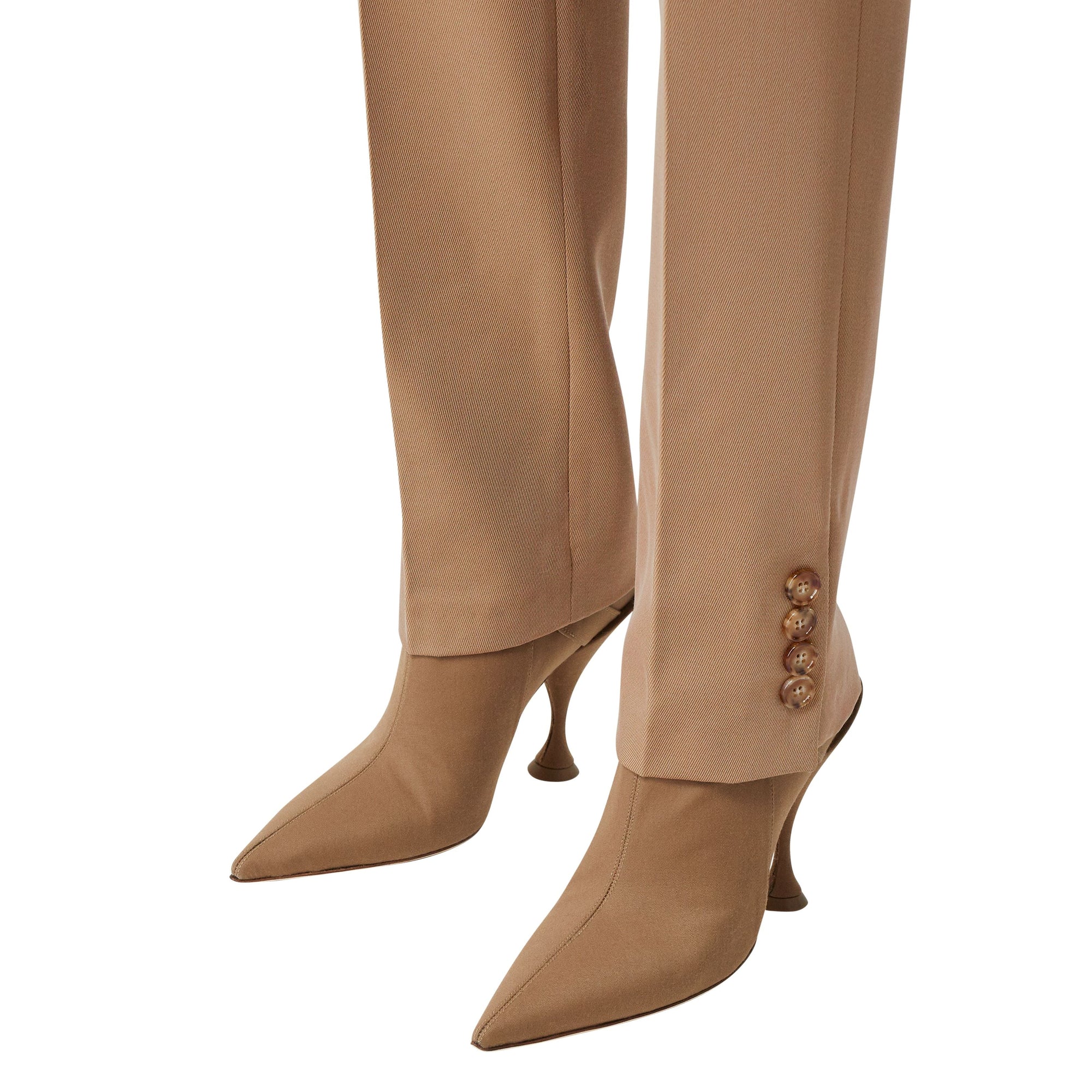 Pantalon tailleur droit en laine mélangée - Camel