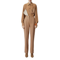 Pantalon tailleur droit en laine mélangée - Camel