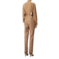 Pantalon tailleur droit en laine mélangée - Camel