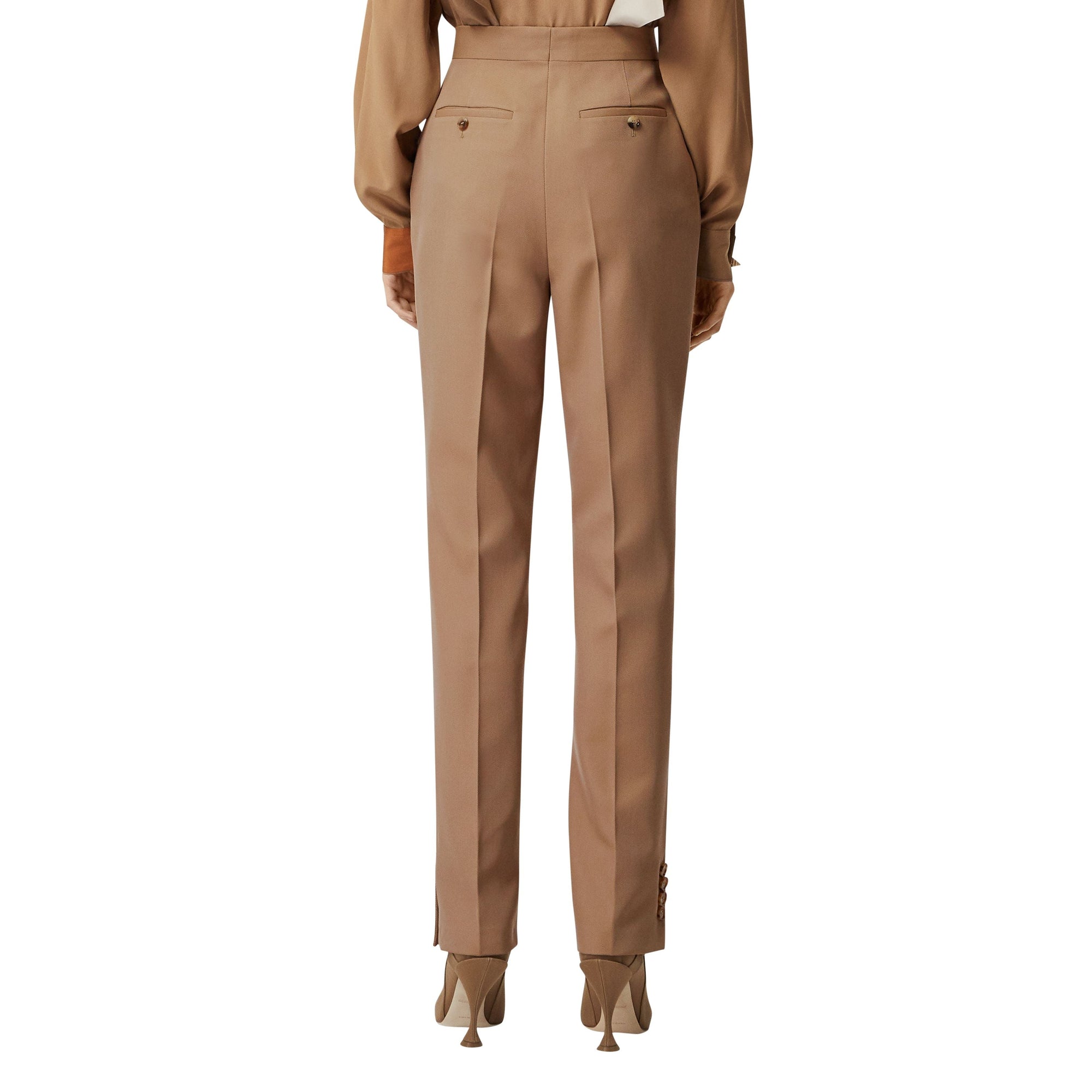 Pantalon tailleur droit en laine mélangée - Camel