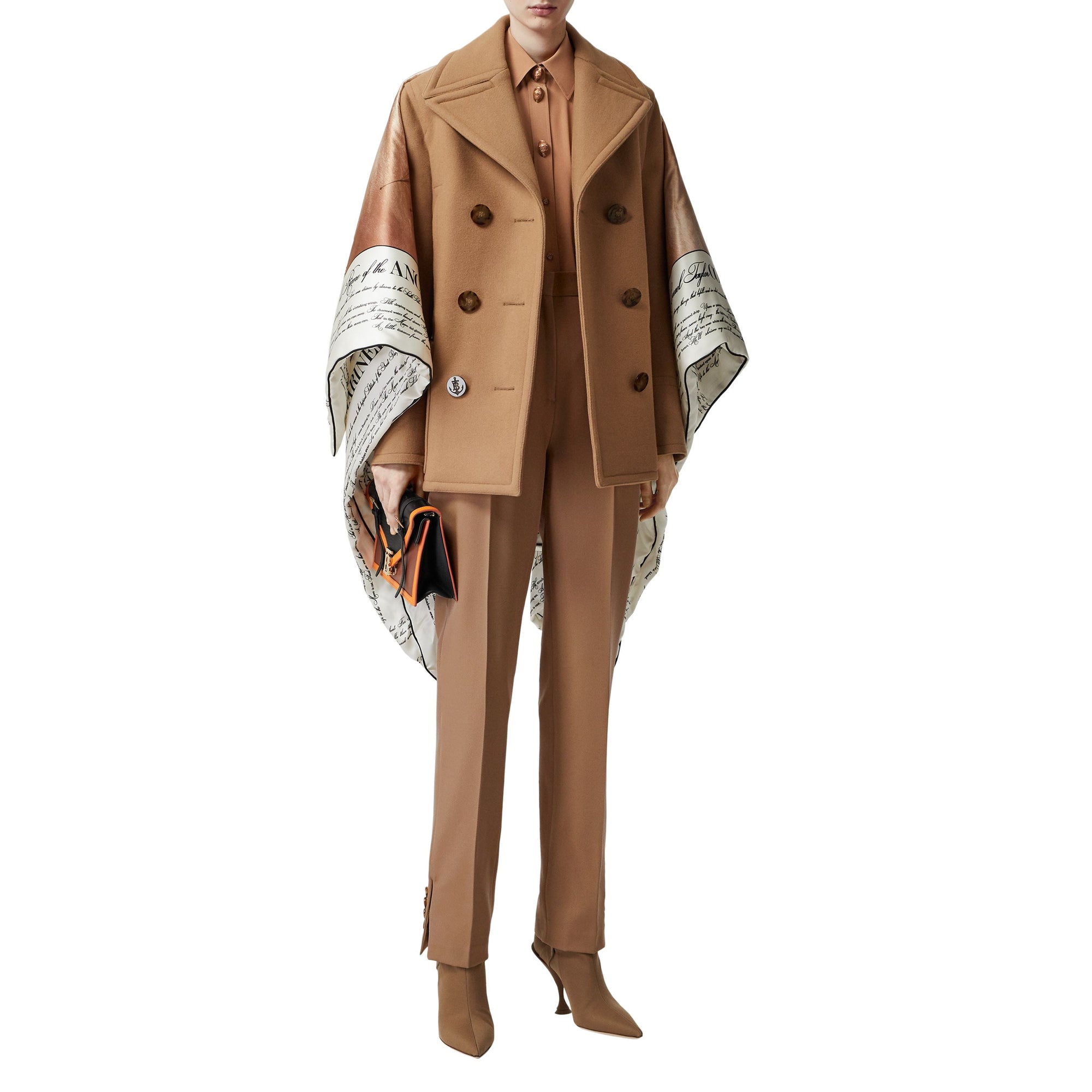 Pantalon tailleur droit en laine mélangée - Camel