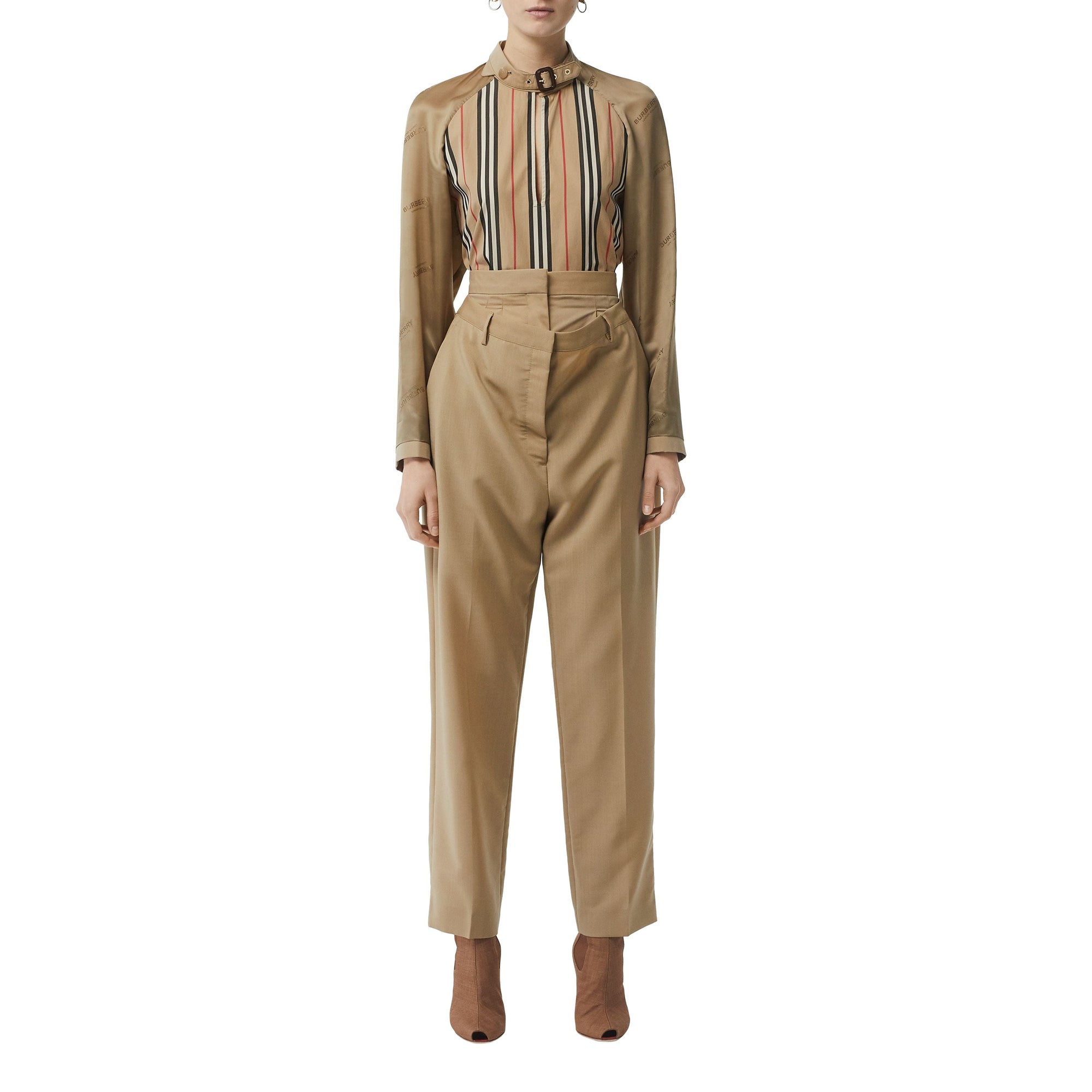 Pantalon à double ceinture en mohair et laine - Miel