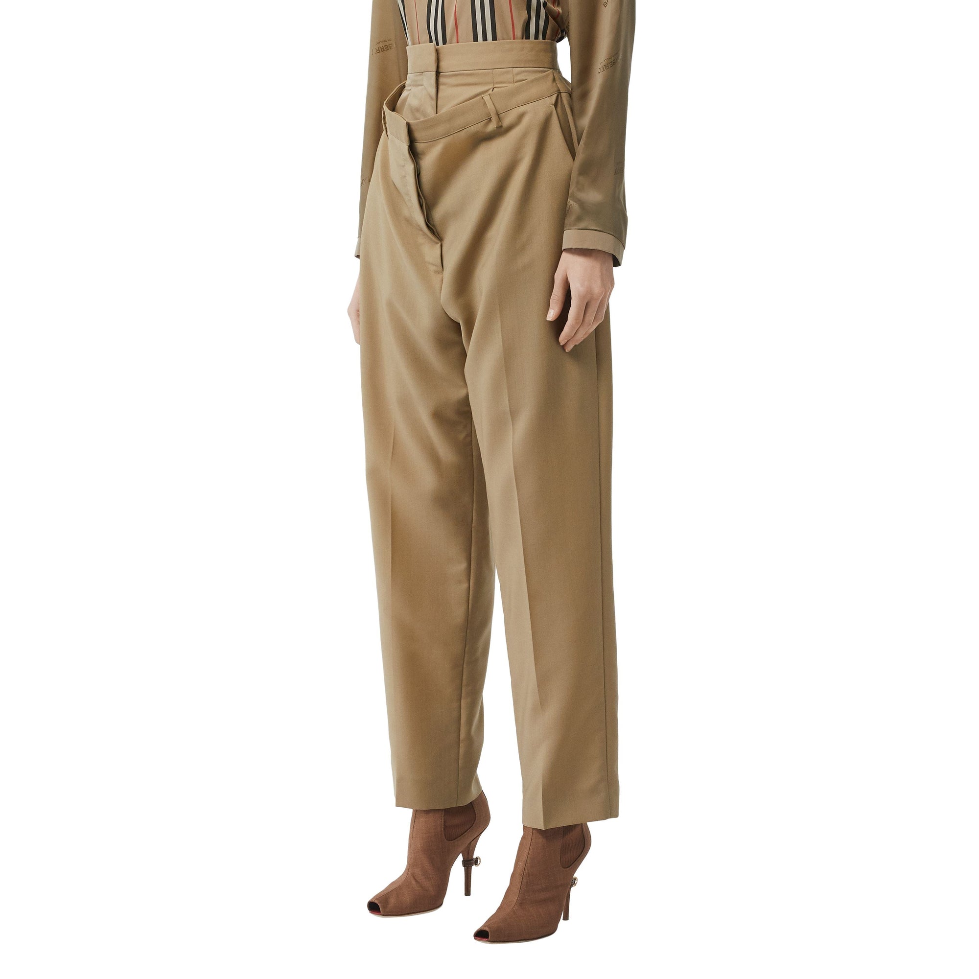 Pantalon à double ceinture en mohair et laine - Miel