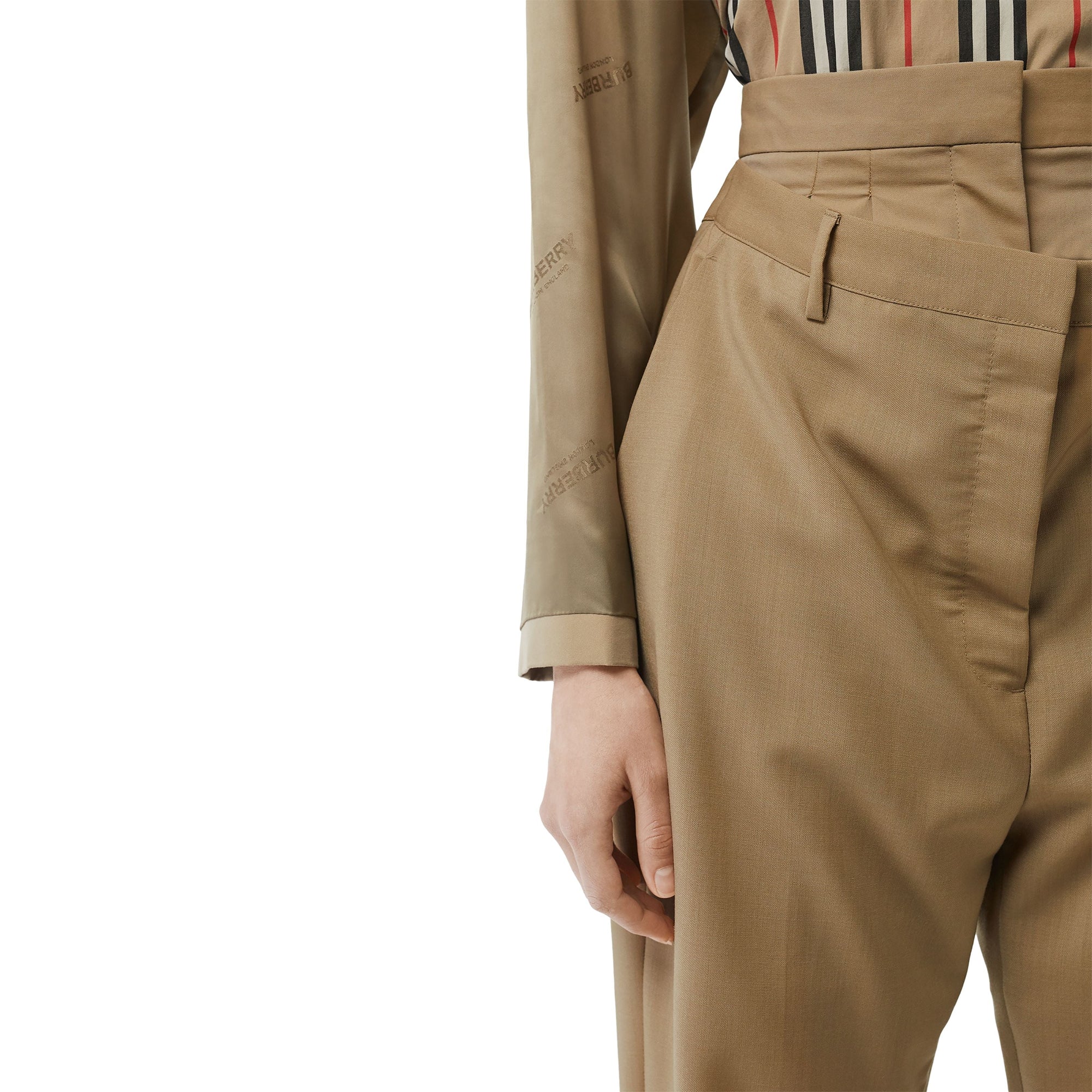 Pantalon à double ceinture en mohair et laine - Miel