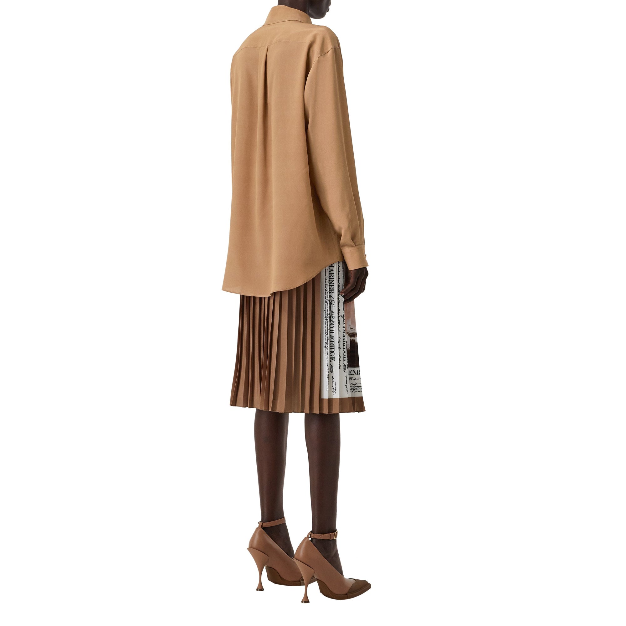 Chemise oversize en soie à imprimé marin - Bronze