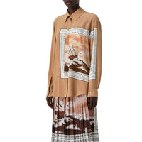 Chemise oversize en soie à imprimé marin - Bronze