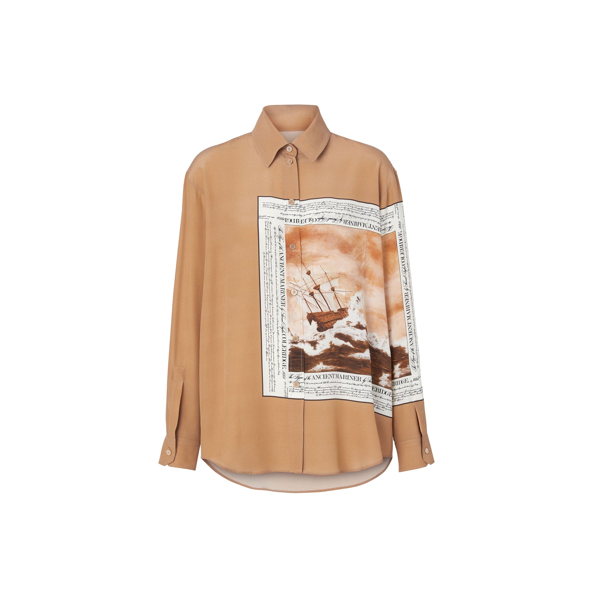 Chemise oversize en soie à imprimé marin - Bronze