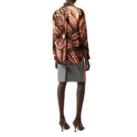 Chemise oversize en sergé de soie à imprimé pieuvre - Rose Abricot