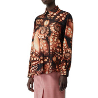 Chemise oversize en sergé de soie à imprimé pieuvre - Rose Abricot