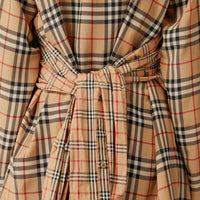 Robe chemise en soie et coton vintage check - Beige d'archive