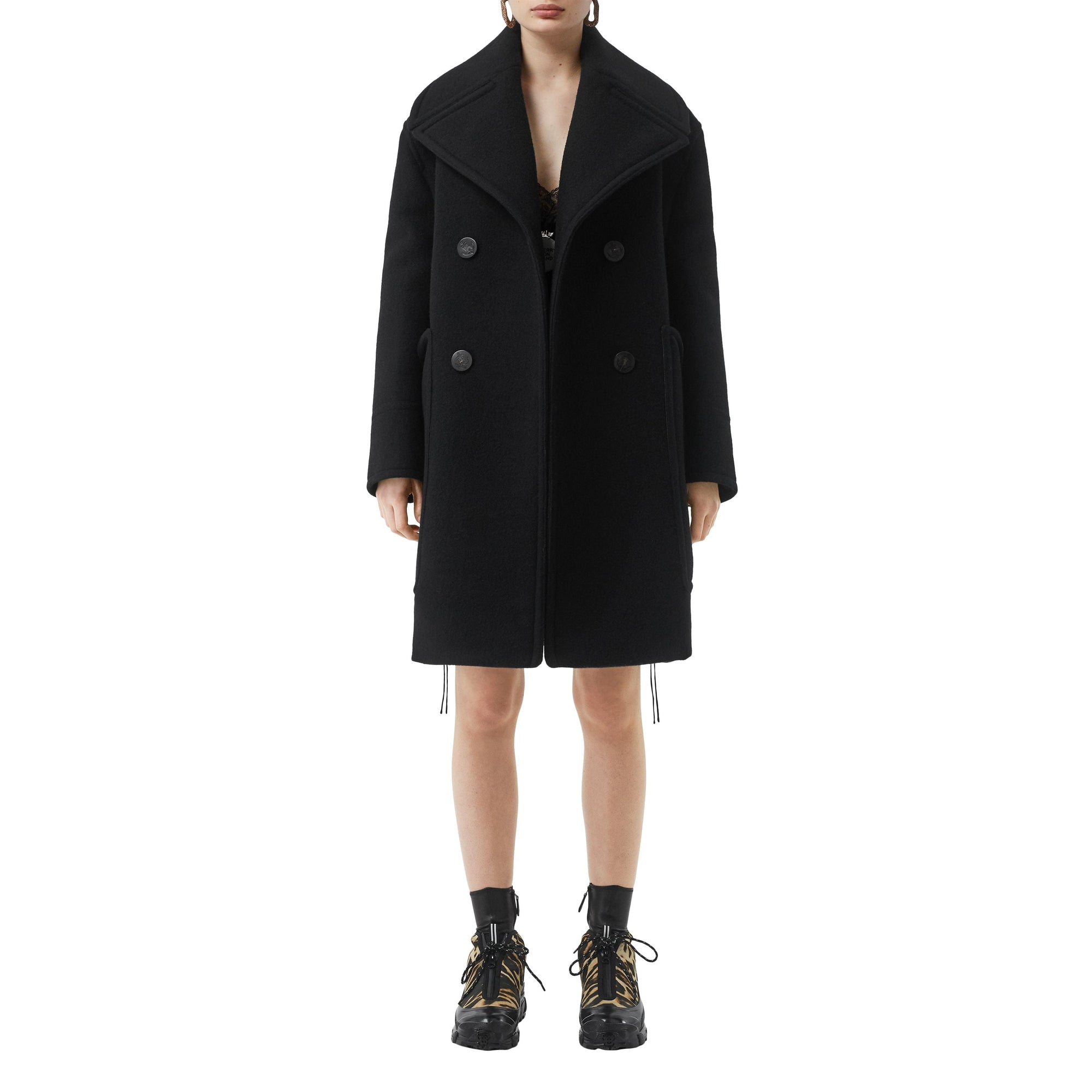 Caban oversize en laine - Noir