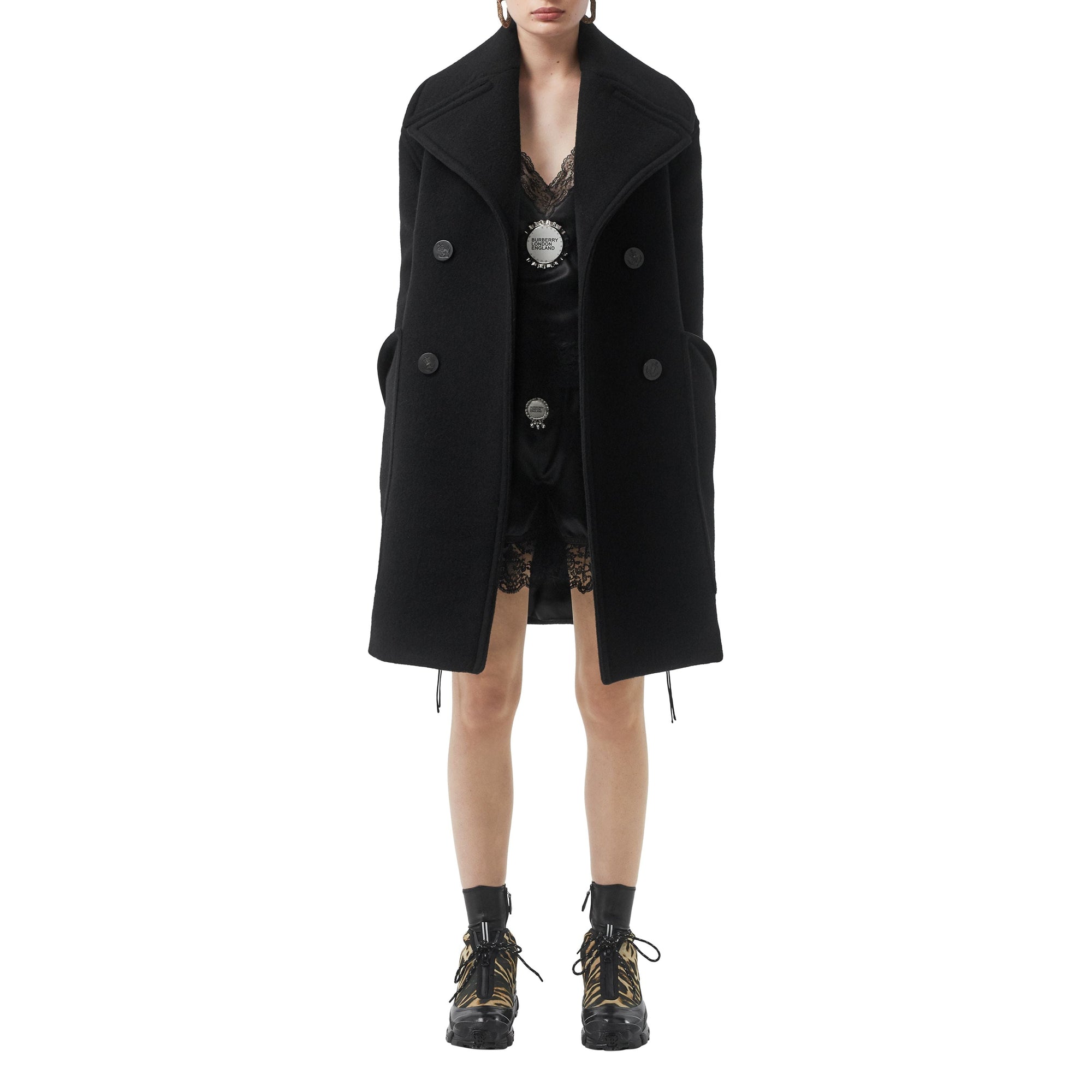 Caban oversize en laine - Noir