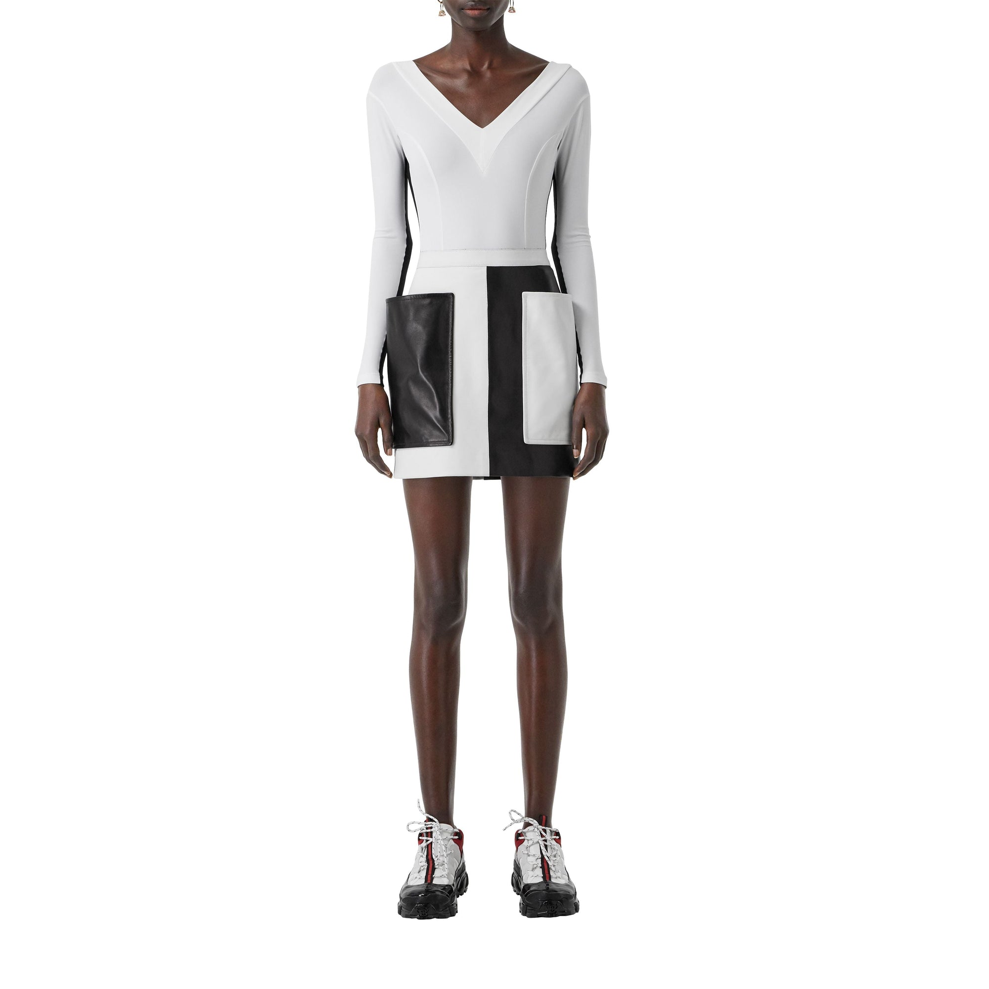 Body en jersey stretch bicolore - Blanc Optique