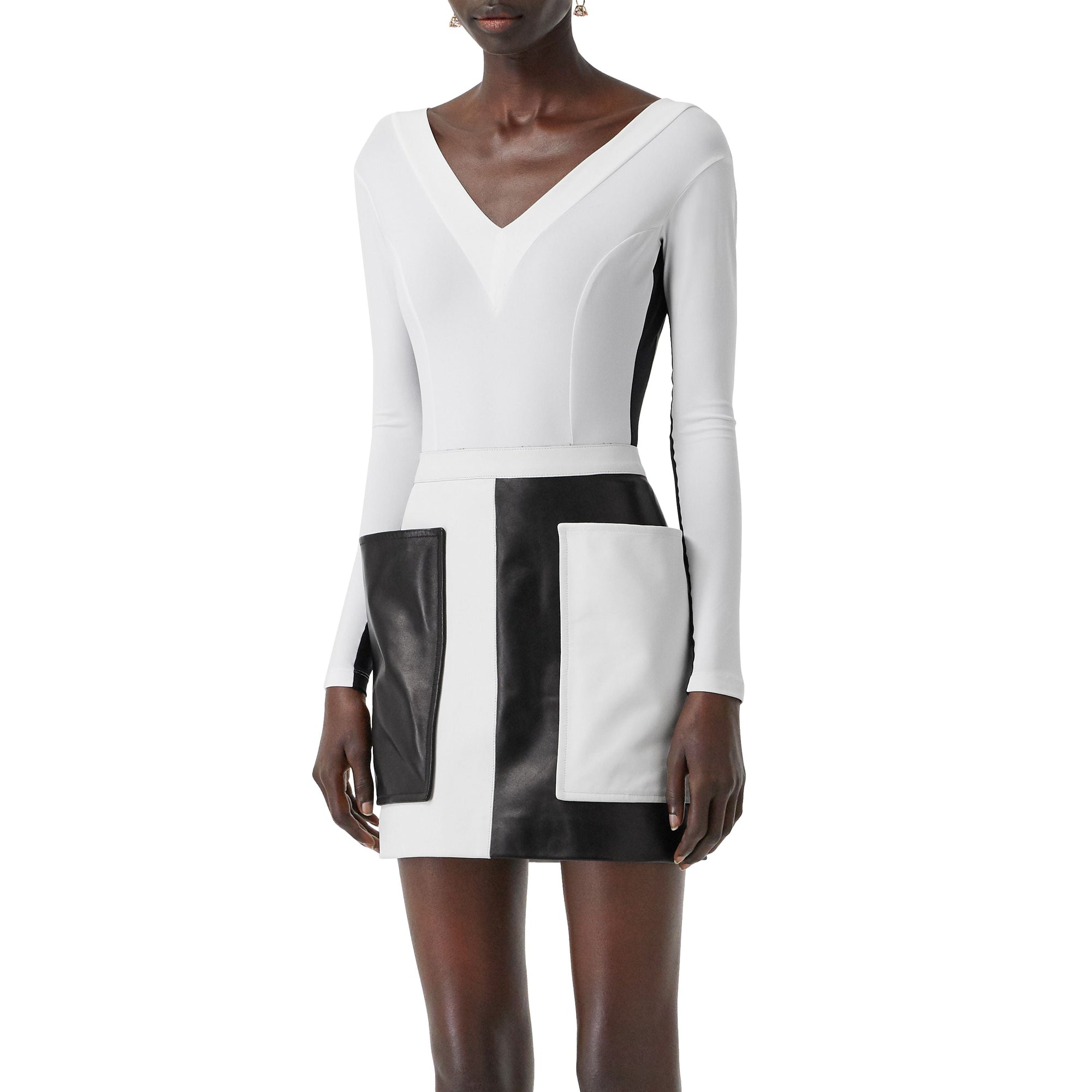 Body en jersey stretch bicolore - Blanc Optique