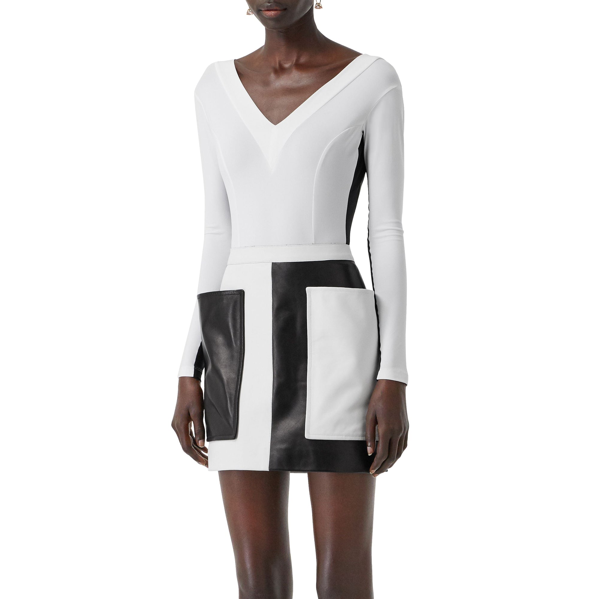 Body en jersey stretch bicolore - Blanc optique