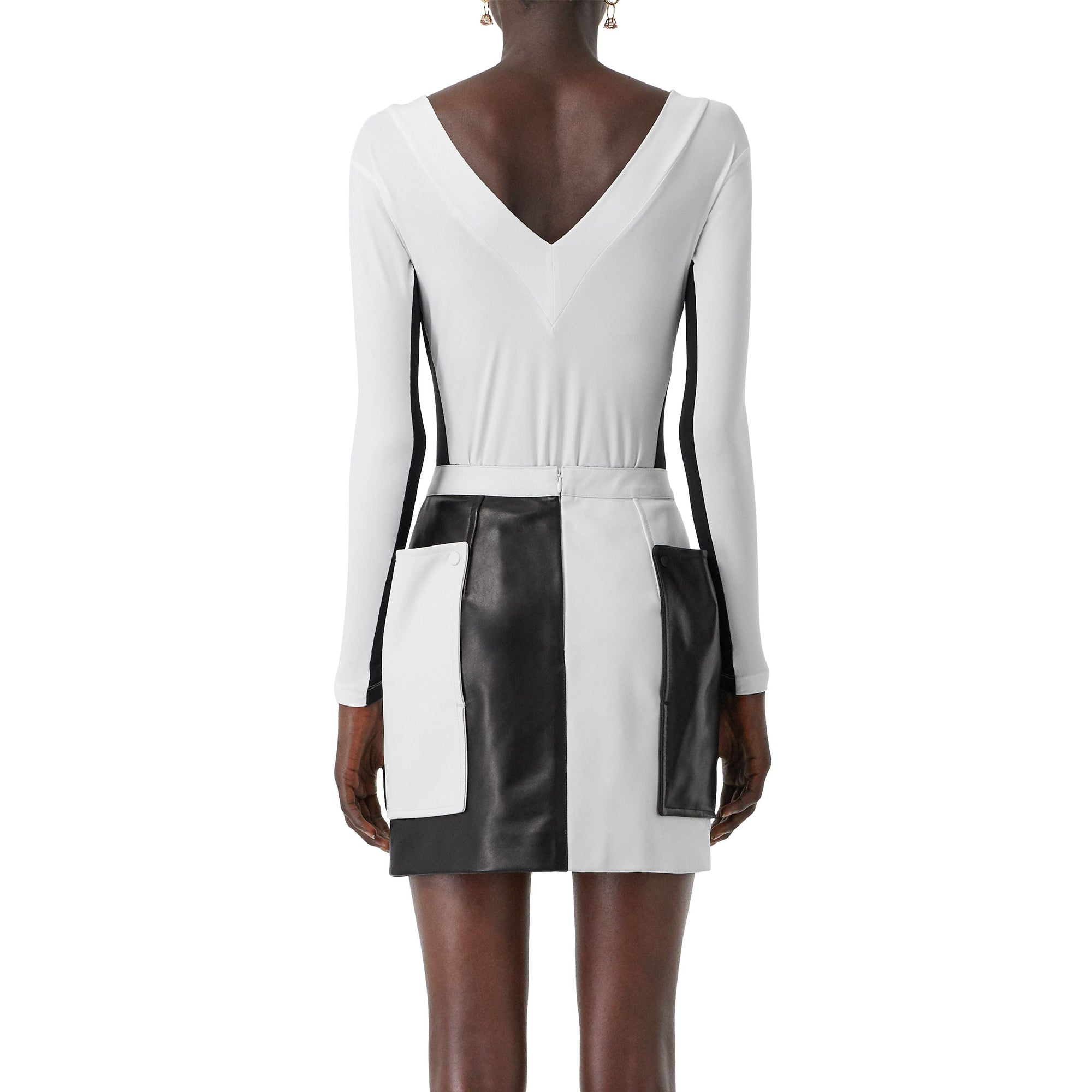 Body en jersey stretch bicolore - Blanc optique