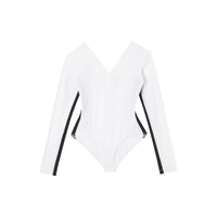 Body en jersey stretch bicolore - Blanc optique