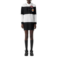 Robe polo en mesh rayée à logo - Noir