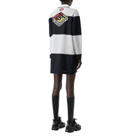Robe polo en mesh rayée à logo - Noir