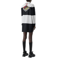 Robe polo en mesh rayée à logo - Noir