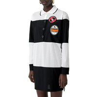 Robe polo en mesh rayée à logo - Noir