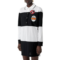 Robe polo en mesh rayée à logo - Noir