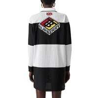 Robe polo en mesh rayée à logo - Noir