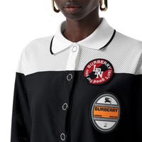 Robe polo en mesh rayée à logo - Noir