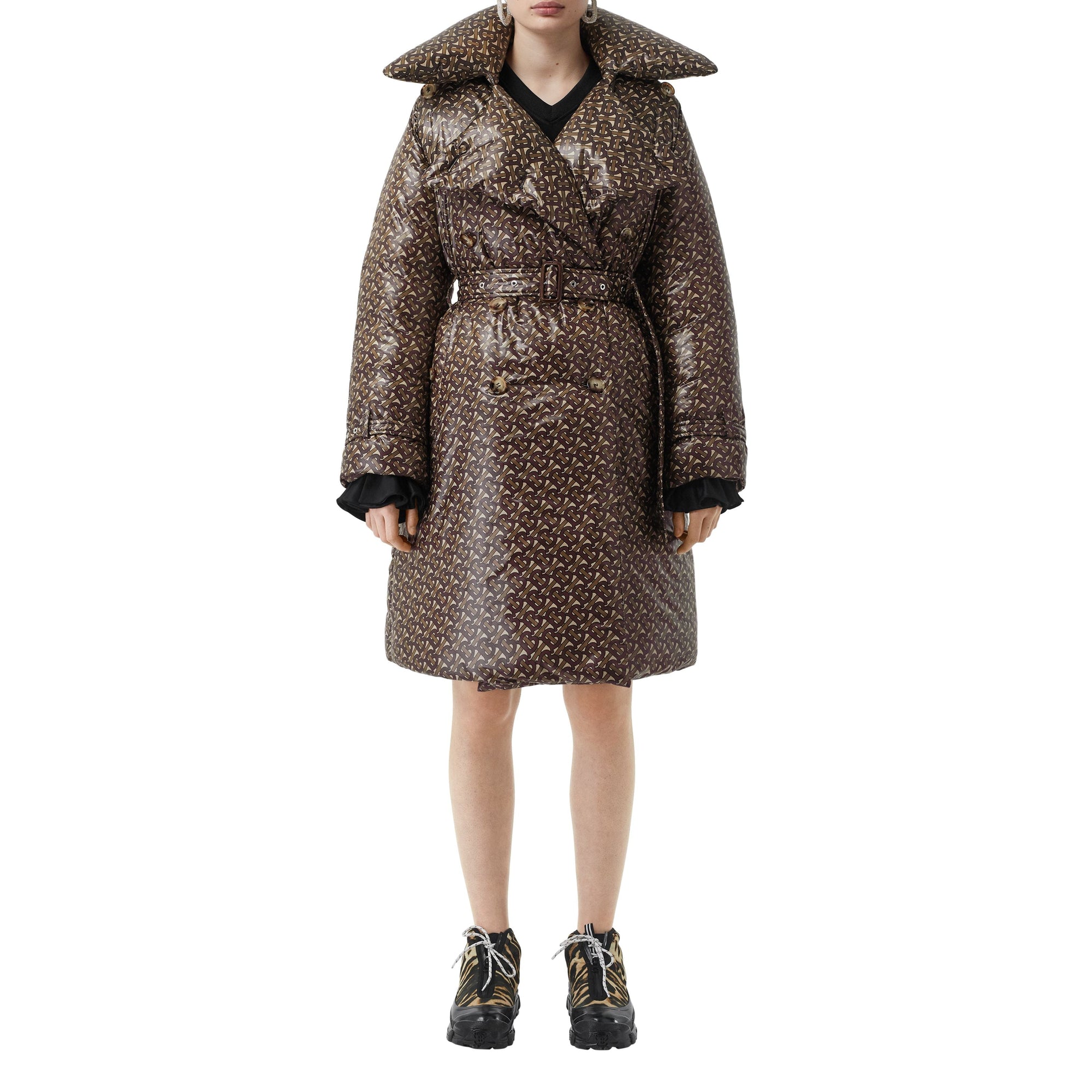 Trench en nylon monogram rembourré en duvet - Brun bride
