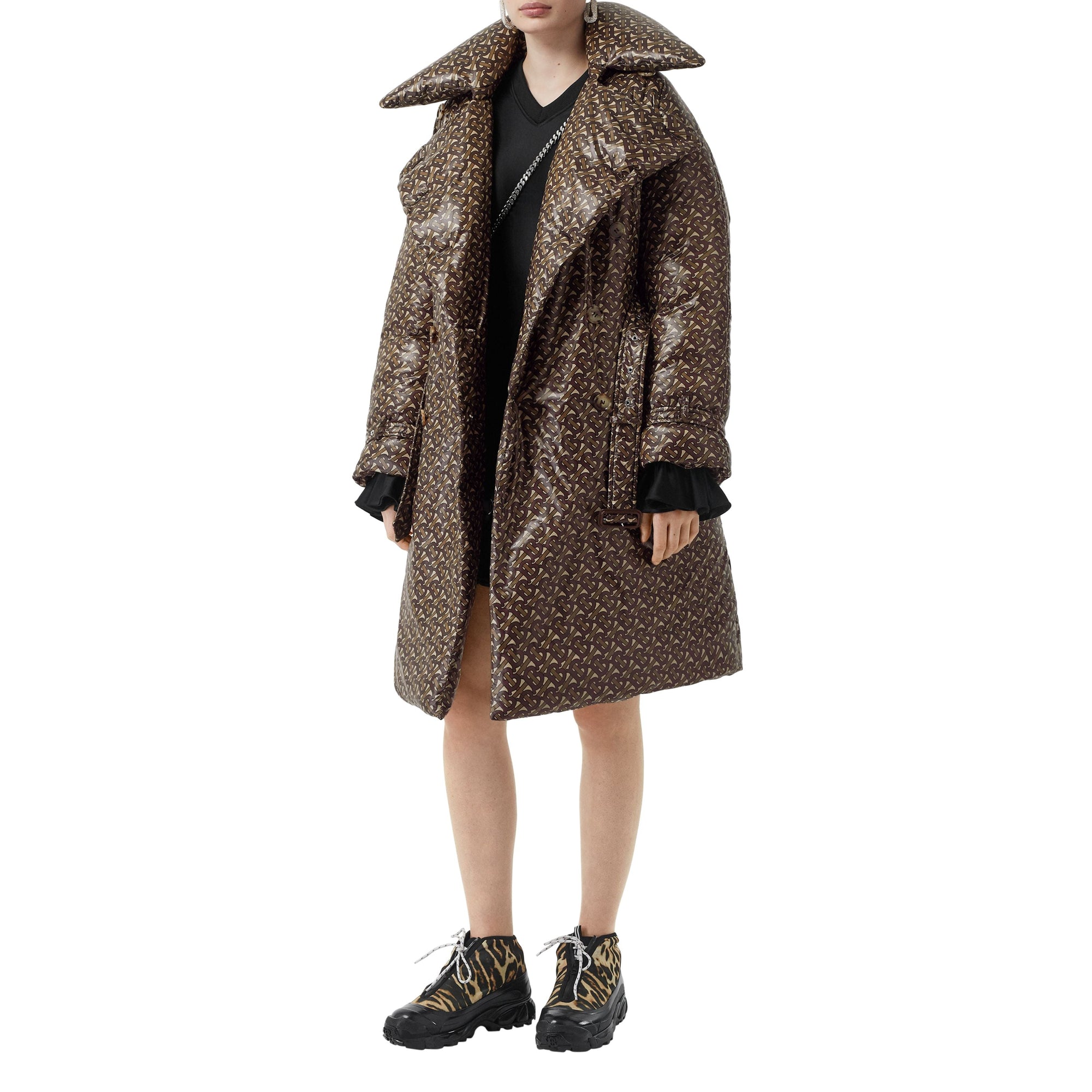 Trench en nylon monogram rembourré en duvet - Brun bride