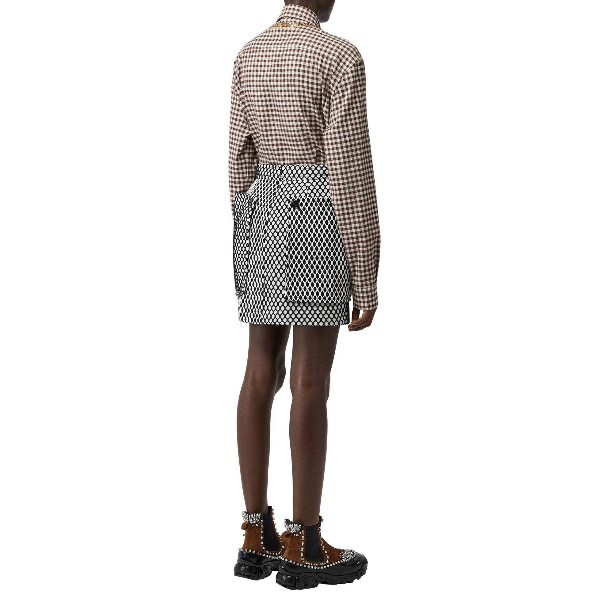 Mini-jupe en néoprène et mesh avec poches - Noir