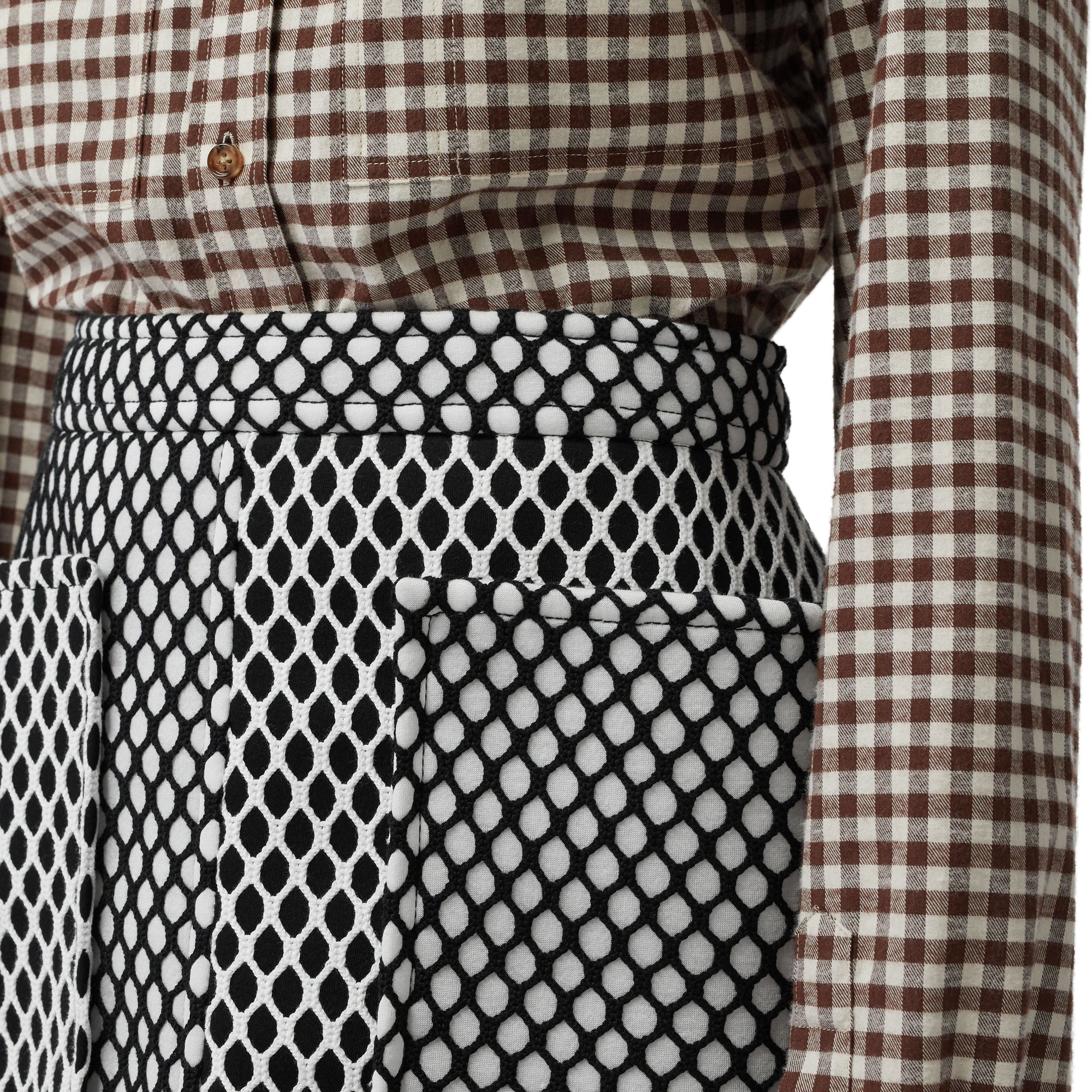 Mini-jupe en néoprène et mesh avec poches - Noir