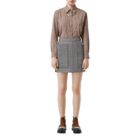 Chemise vichy oversize en flanelle de coton avec chaîne - Marron