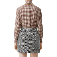Chemise vichy oversize en flanelle de coton avec chaîne - Marron