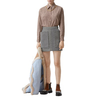 Chemise vichy oversize en flanelle de coton avec chaîne - Marron