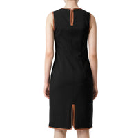 Robe droite en laine stretch avec panneau boutonné - Noir