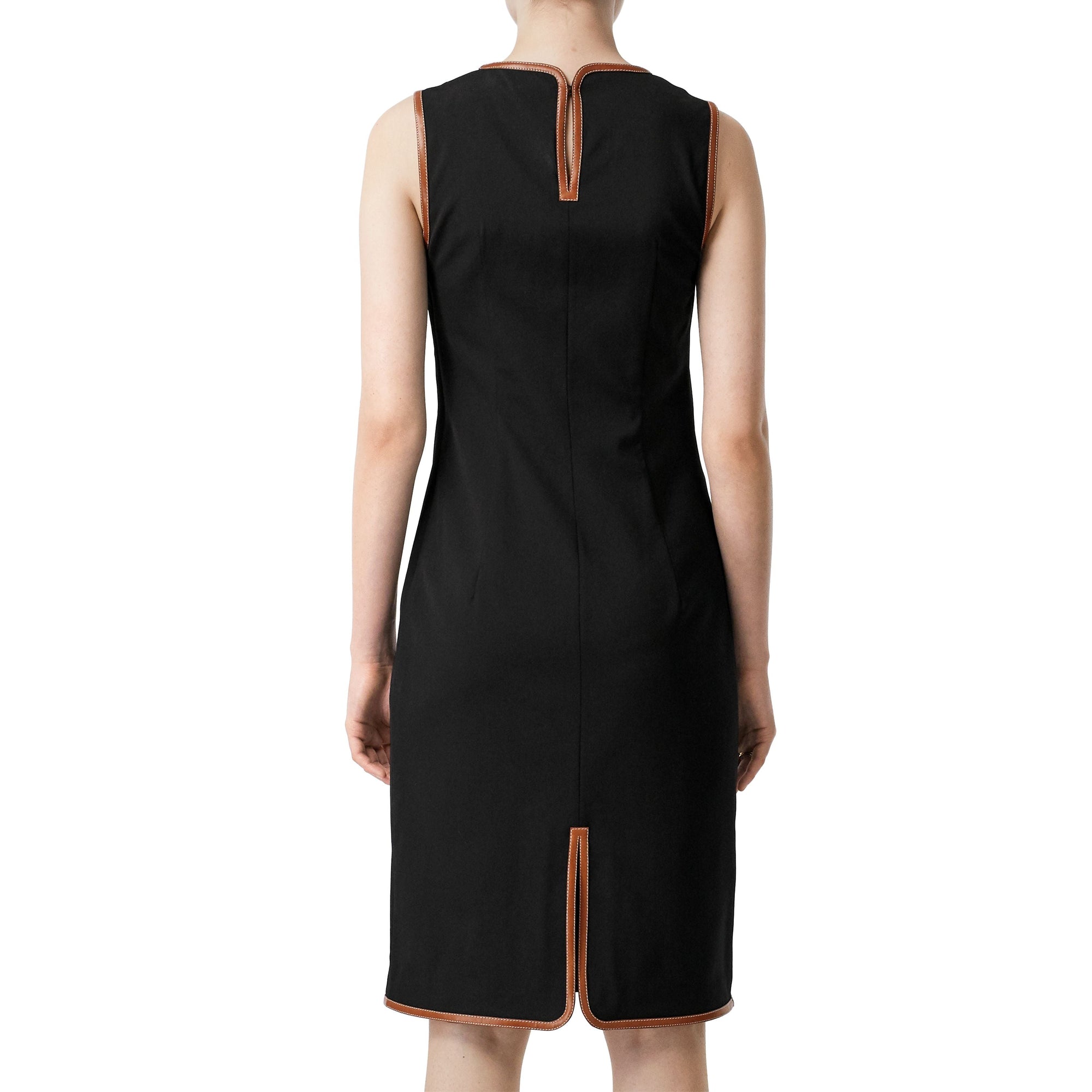 Robe droite en laine stretch avec panneau boutonné - Noir