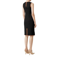 Robe droite en laine stretch avec panneau boutonné - Noir
