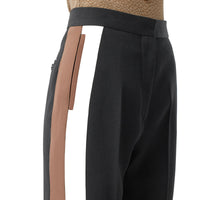 Pantalon tailleur en laine avec rayures - Noir