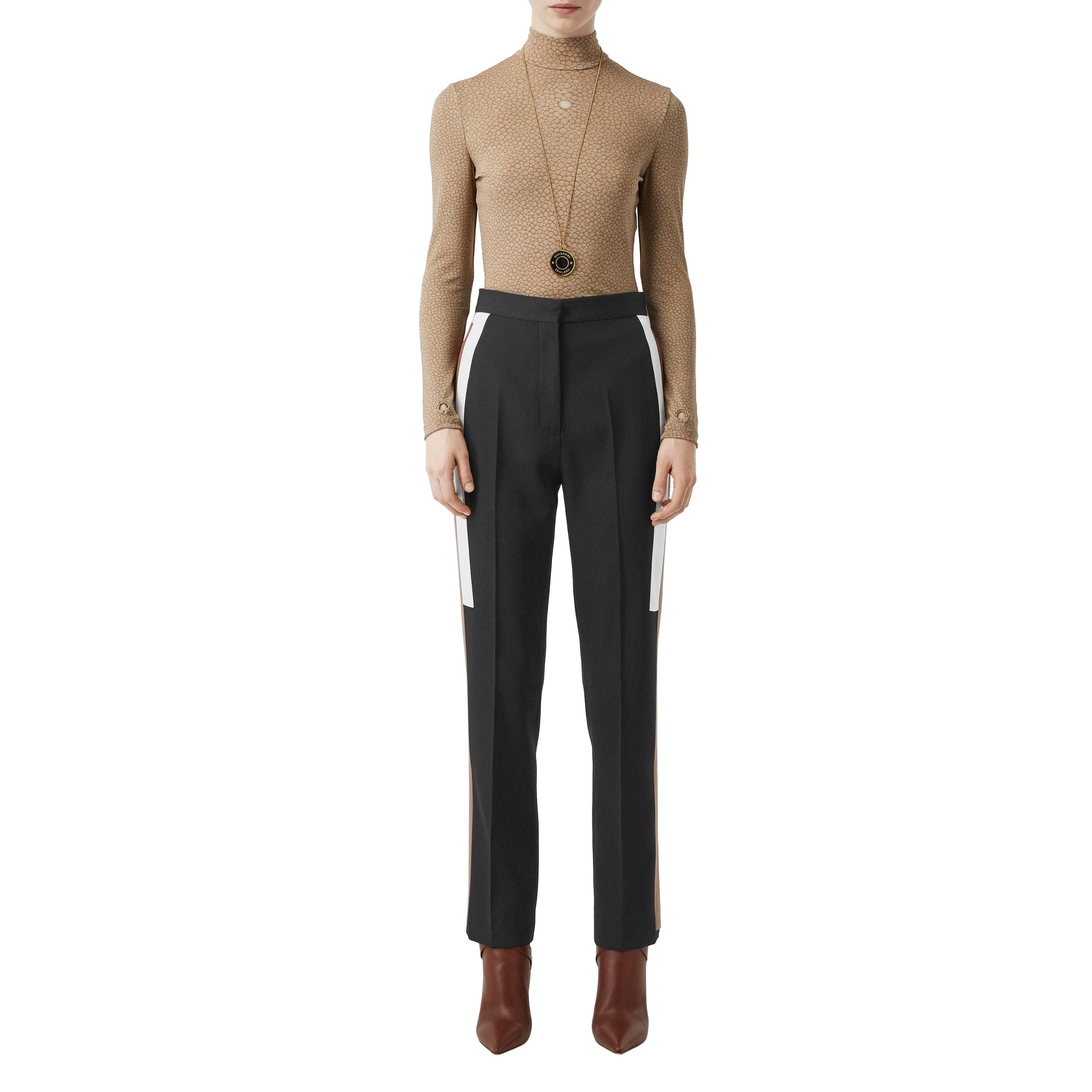 Pantalon tailleur en laine avec rayures - Noir