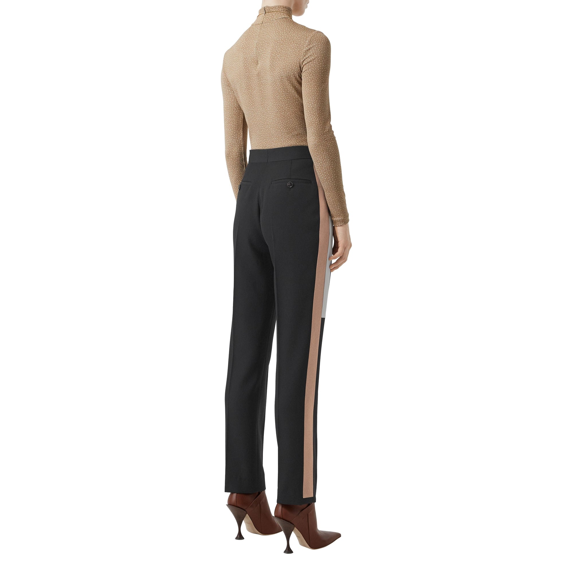 Pantalon tailleur en laine avec rayures - Noir