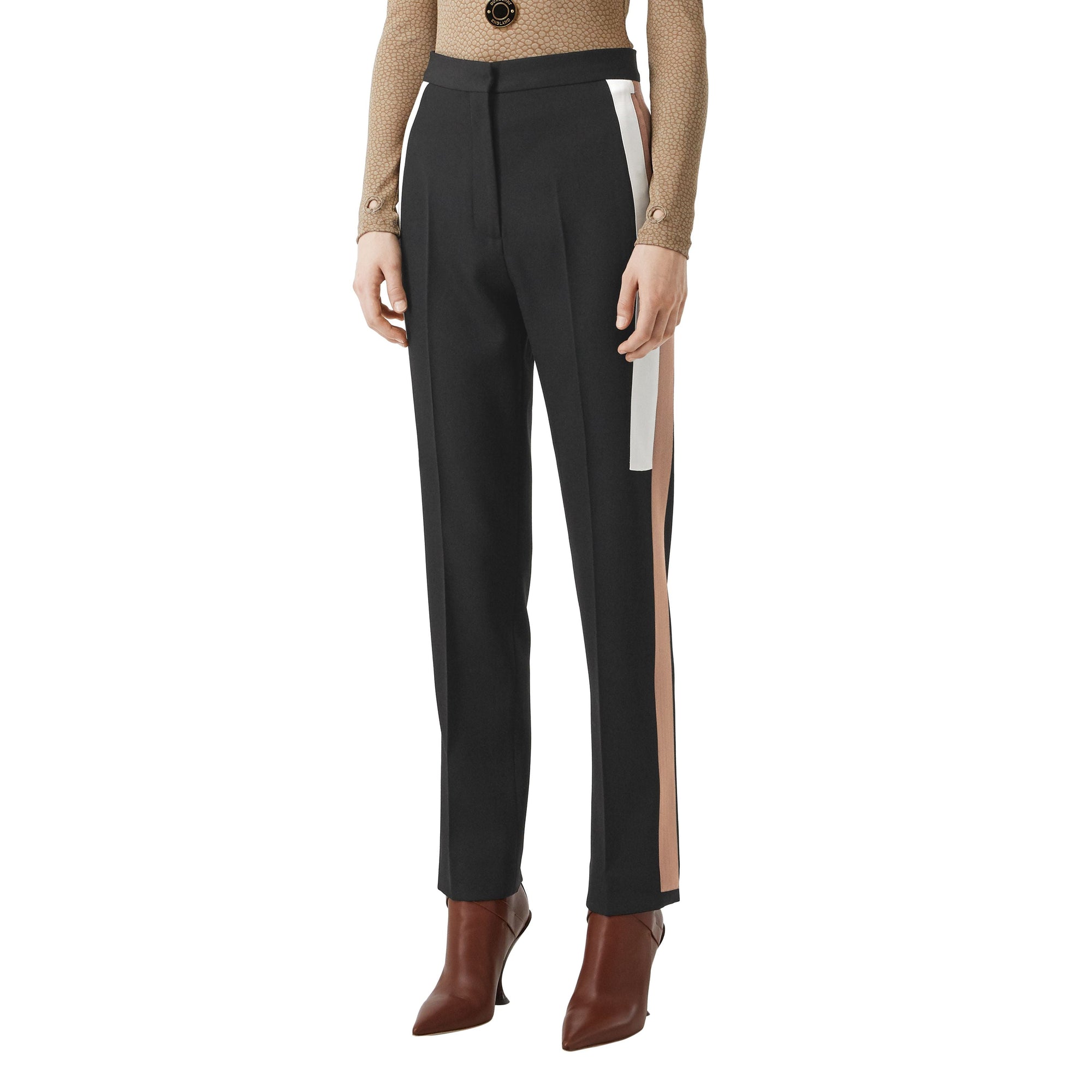 Pantalon tailleur en laine avec rayures - Noir