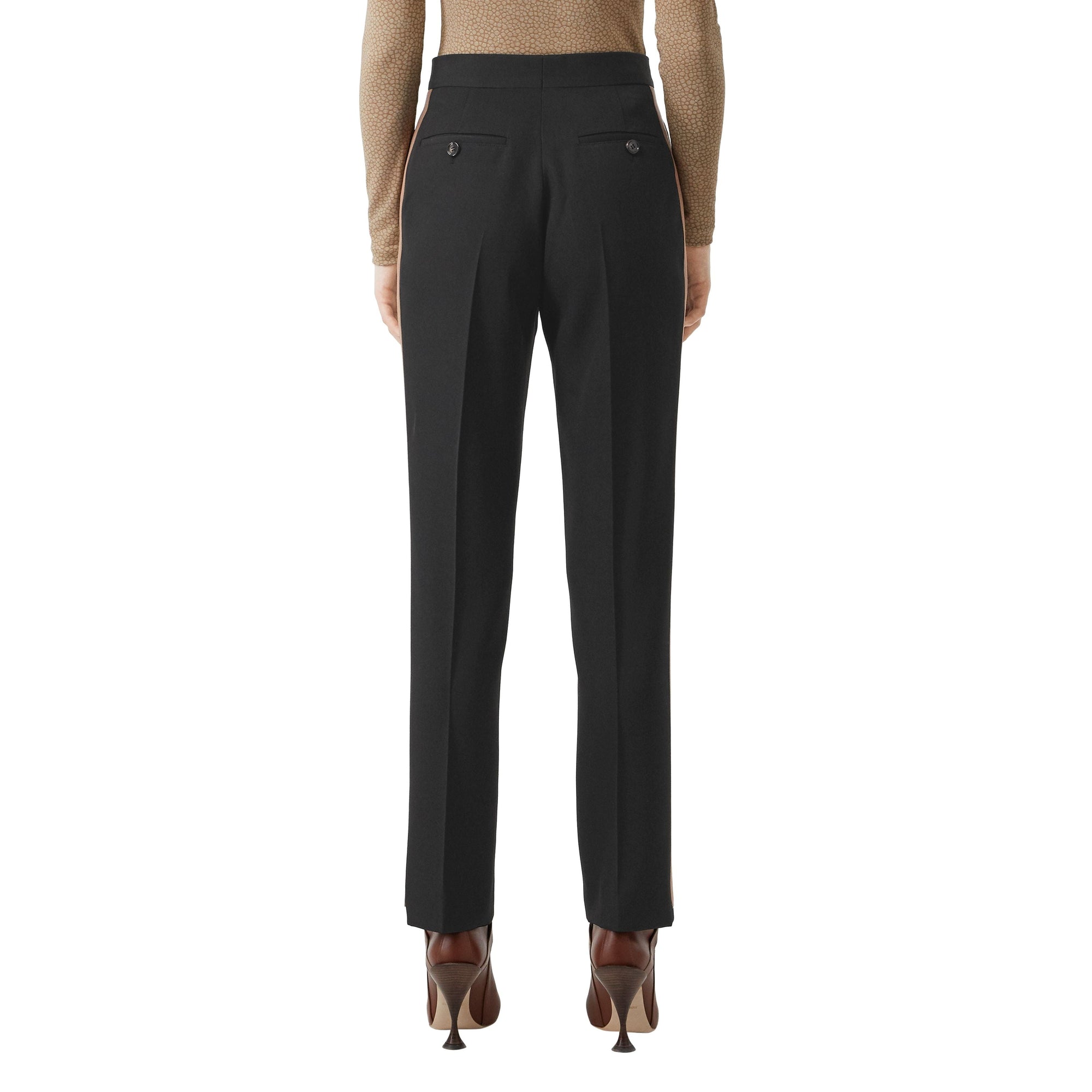 Pantalon tailleur en laine avec rayures - Noir