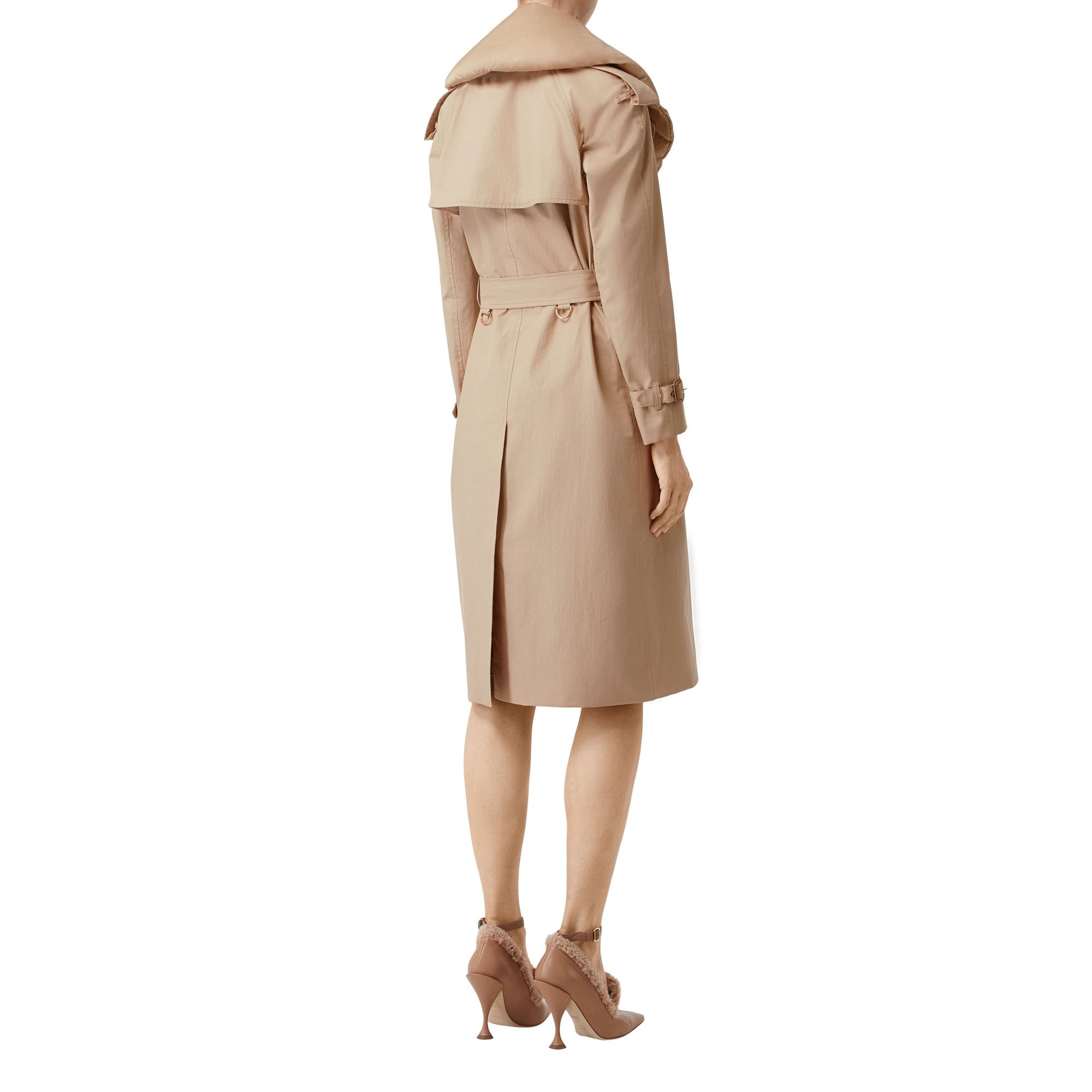 Trench en gabardine de coton avec col amovible - Écru